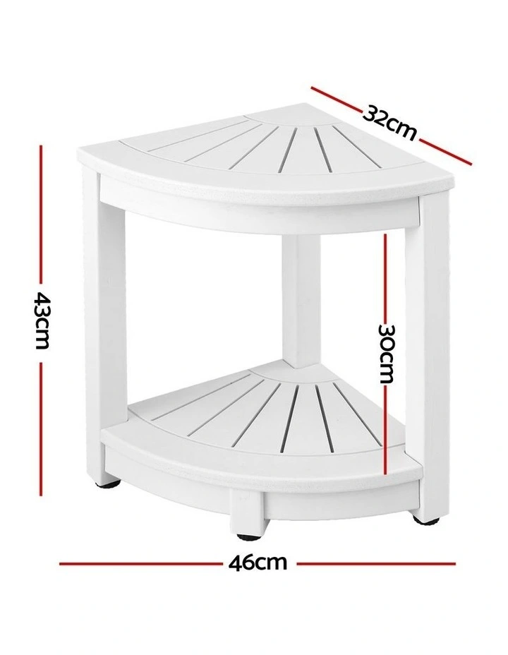 Corner Shower Stool With Storage Shelf in White image 4