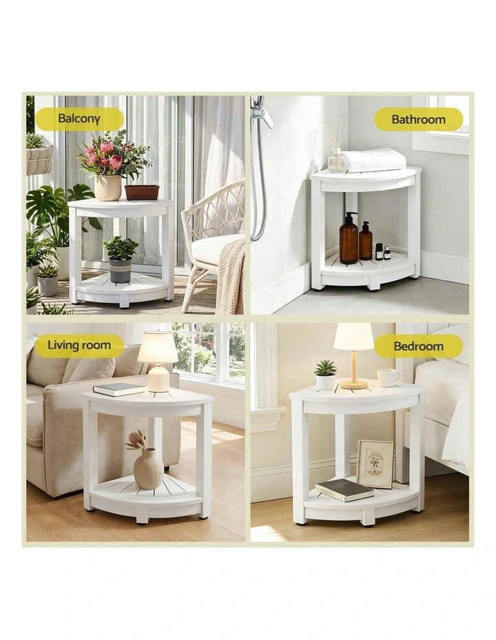 Corner Shower Stool With Storage Shelf in White image 7