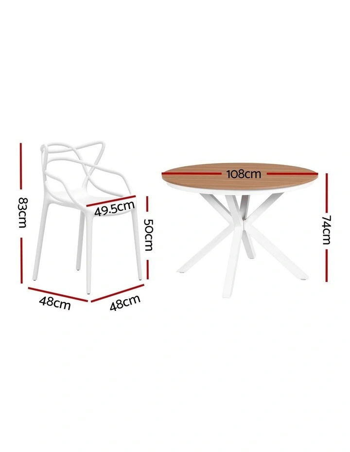 Outdoor Dining Set Table And Chairs 5 Pieces in White image 4