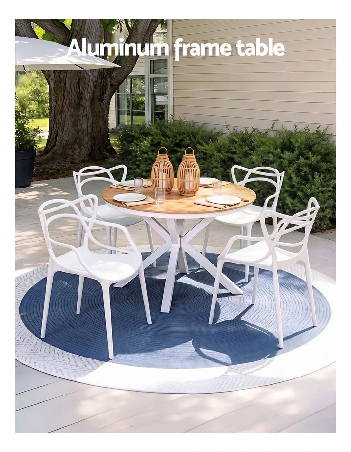 Outdoor Dining Set Table And Chairs 5 Pieces in White image 5