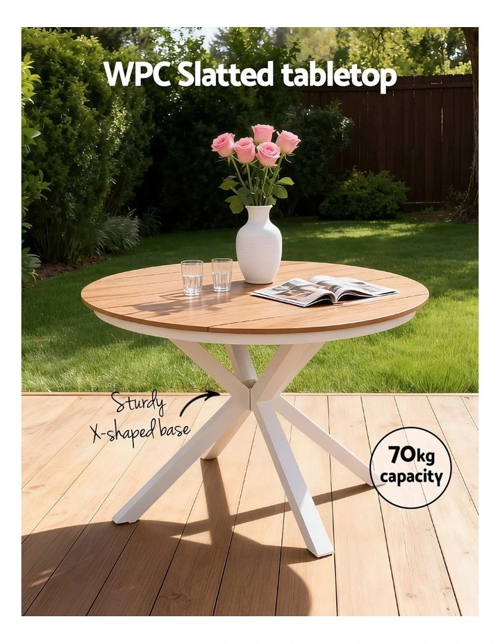 Outdoor Dining Set Table And Chairs 5 Pieces in White image 7