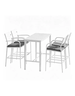 Aluminum Bar Stools Set 5-Pieces in White