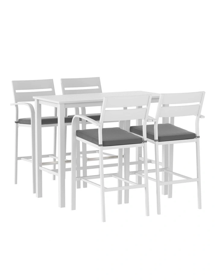 Aluminum Bar Stools Set 5-Pieces in White image 2
