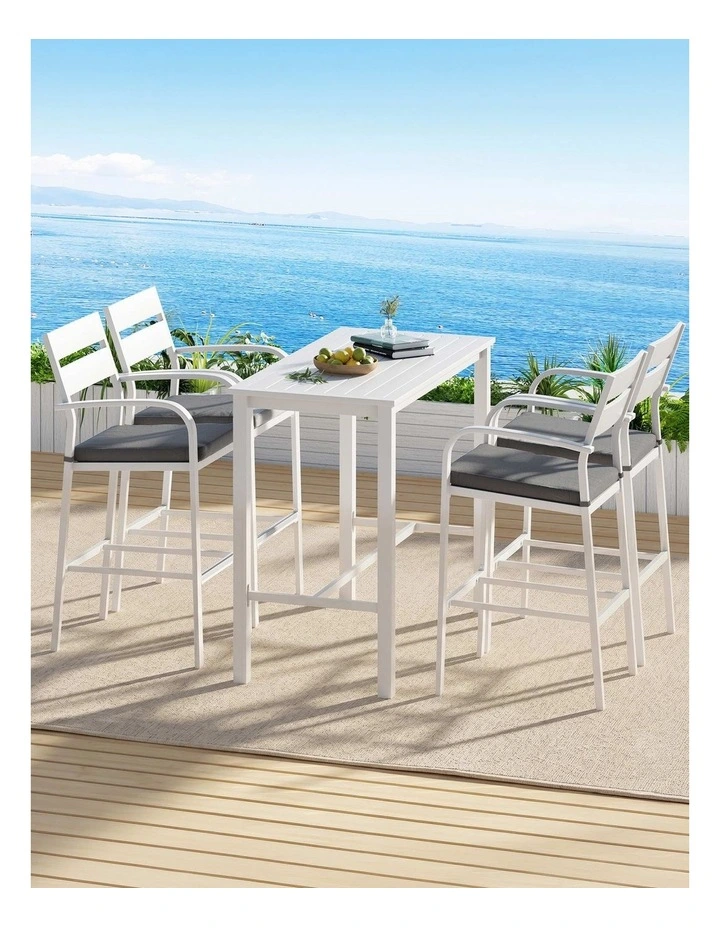 Aluminum Bar Stools Set 5-Pieces in White image 3