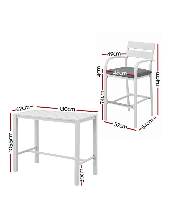 Aluminum Bar Stools Set 5-Pieces in White image 4