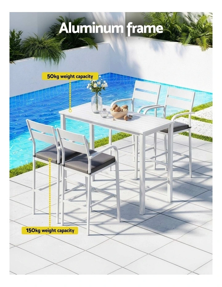 Aluminum Bar Stools Set 5-Pieces in White image 5