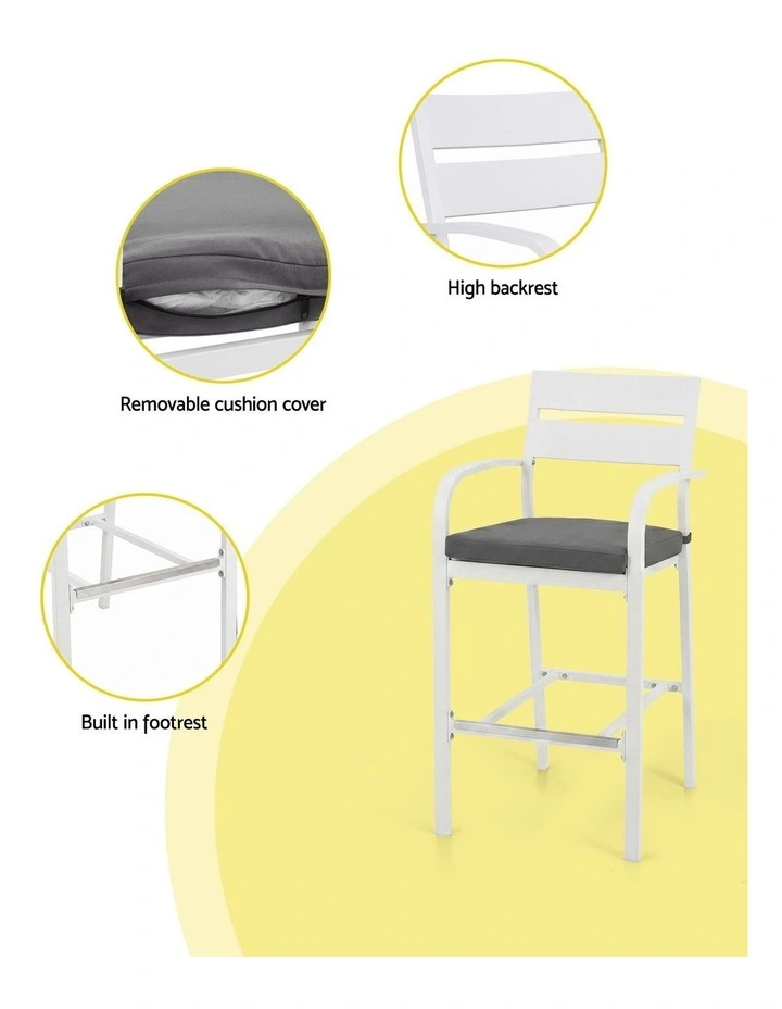 Aluminum Bar Stools Set 5-Pieces in White image 6