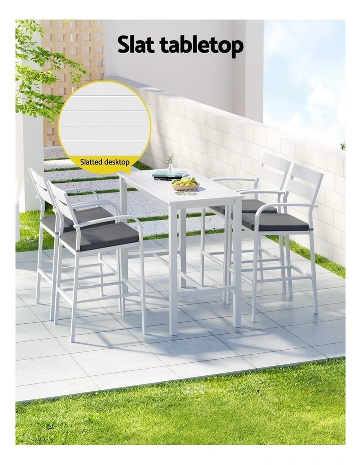 Aluminum Bar Stools Set 5-Pieces in White image 7