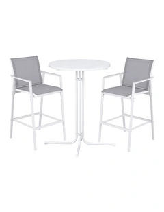 Dining Bar Stool Set 3 Pieces in White