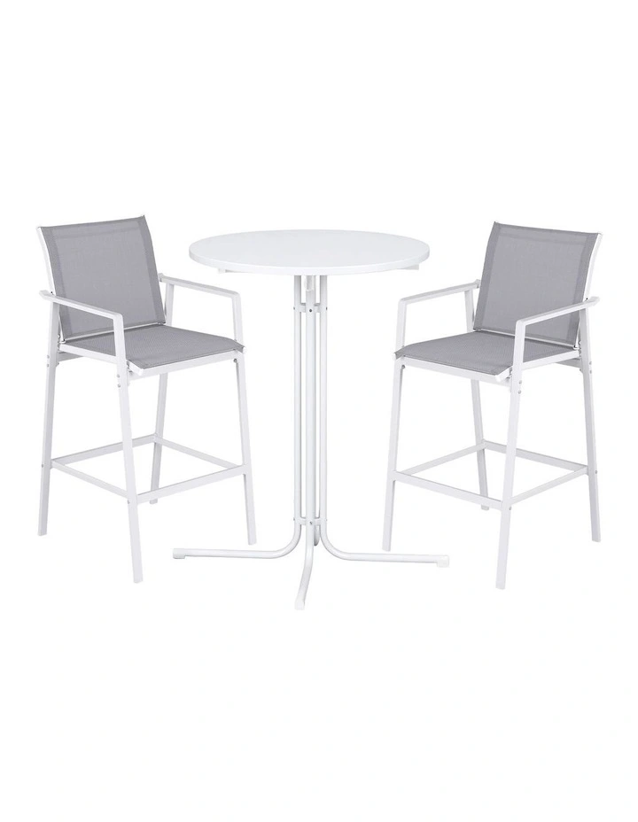 Dining Bar Stool Set 3 Pieces in White image 1