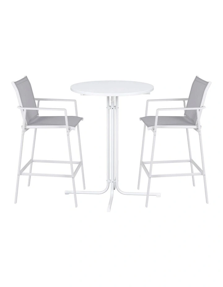 Dining Bar Stool Set 3 Pieces in White image 2