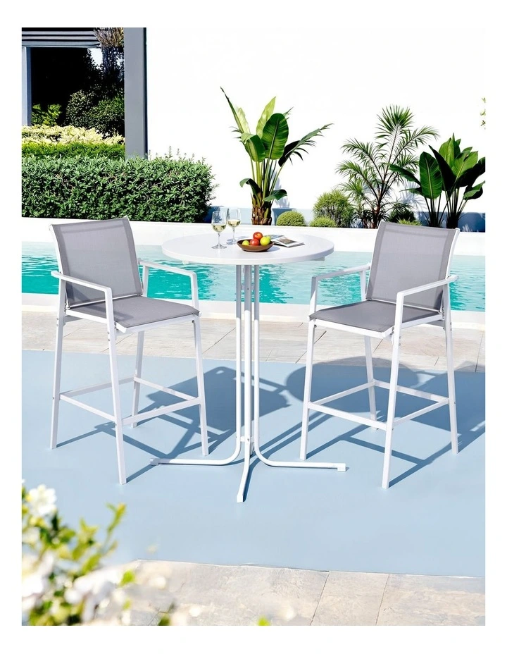Dining Bar Stool Set 3 Pieces in White image 3