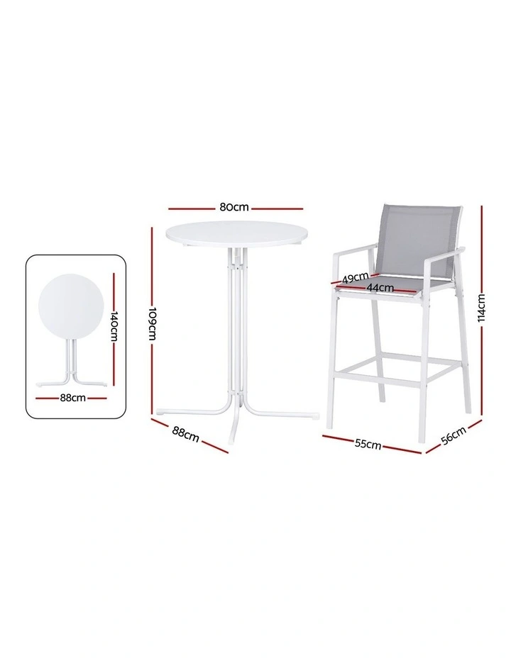 Dining Bar Stool Set 3 Pieces in White image 4
