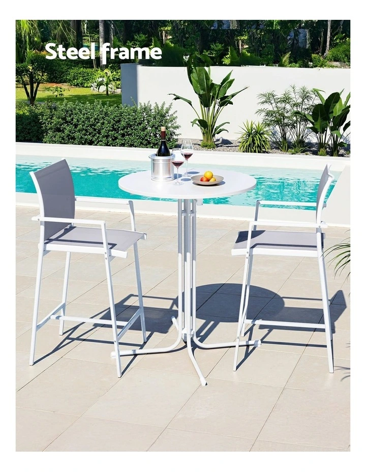 Dining Bar Stool Set 3 Pieces in White image 5