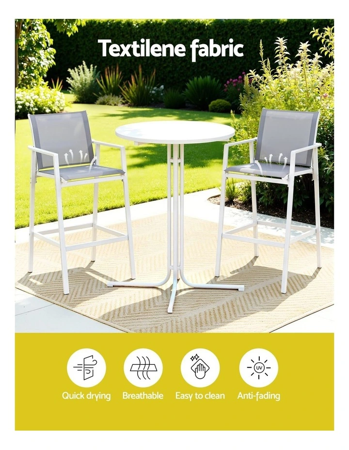 Dining Bar Stool Set 3 Pieces in White image 6