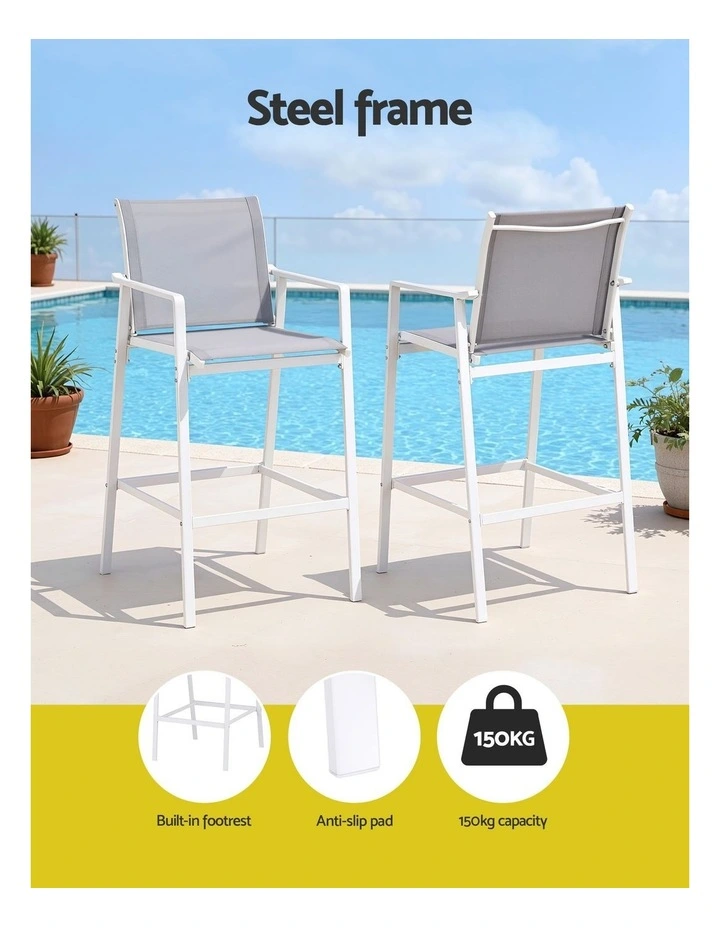 Dining Bar Stool Set 3 Pieces in White image 7