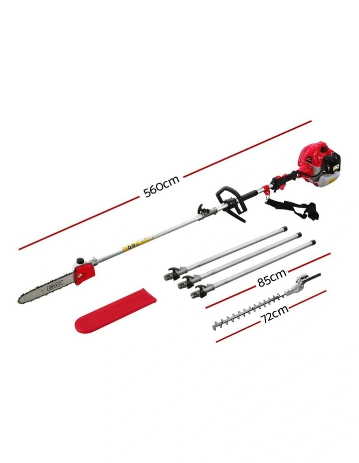 Pole Chainsaw Hedge Trimmer 62CC in Red image 2