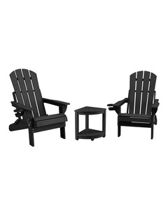 Folding Adirondack Table And Chair in Black