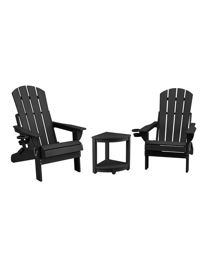 Folding Adirondack Table And Chair in Black image 1