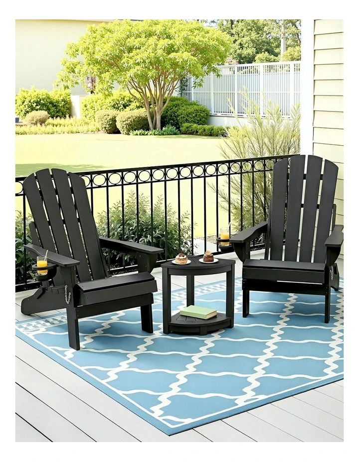 Folding Adirondack Table And Chair in Black image 2