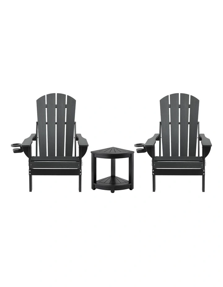 Folding Adirondack Table And Chair in Black image 4