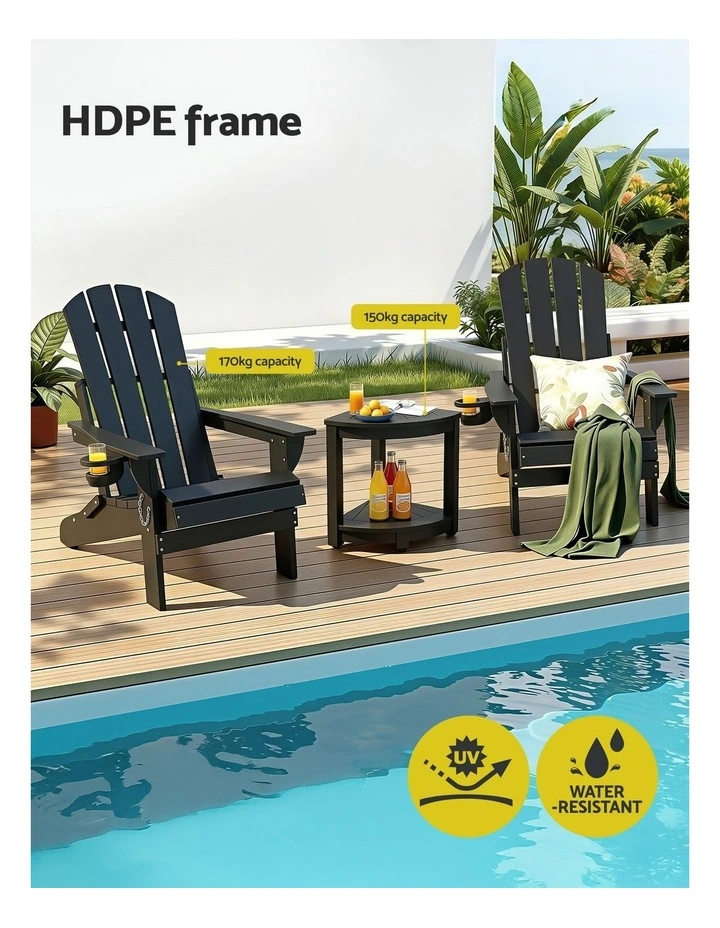 Folding Adirondack Table And Chair in Black image 5