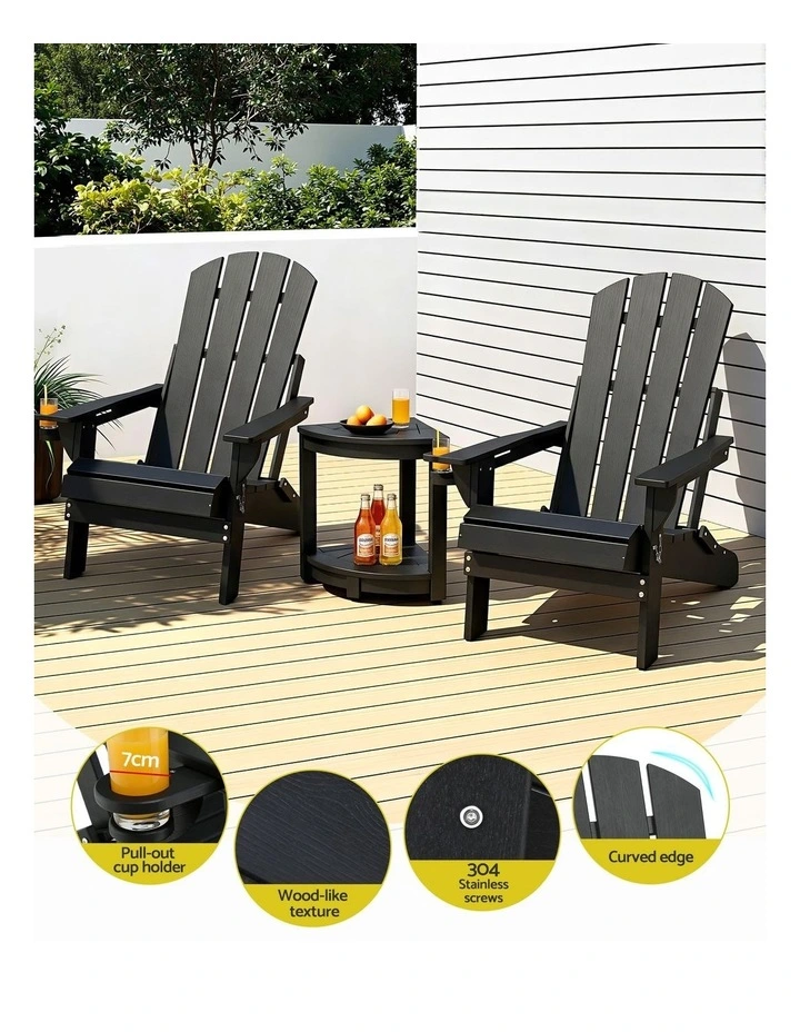 Folding Adirondack Table And Chair in Black image 6