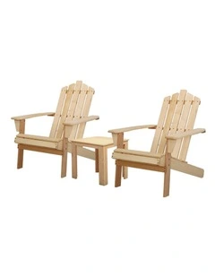 Adirondack Outdoor Table and Chairs 3 Pieces in Natural