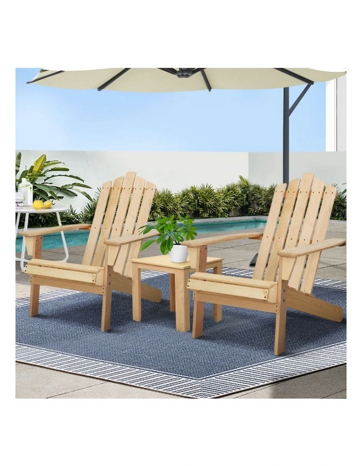 Adirondack Outdoor Table and Chairs 3 Pieces in Natural image 3