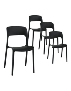 Stackable Outdoor Chairs 4 Pieces in Black