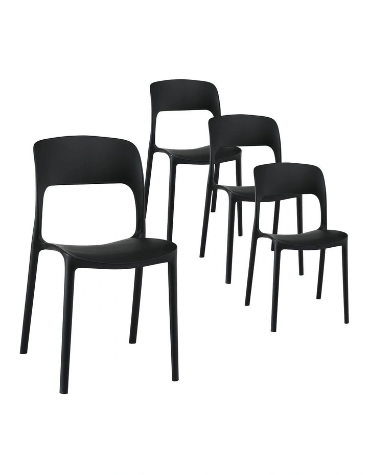 Stackable Outdoor Chairs 4 Pieces in Black image 1