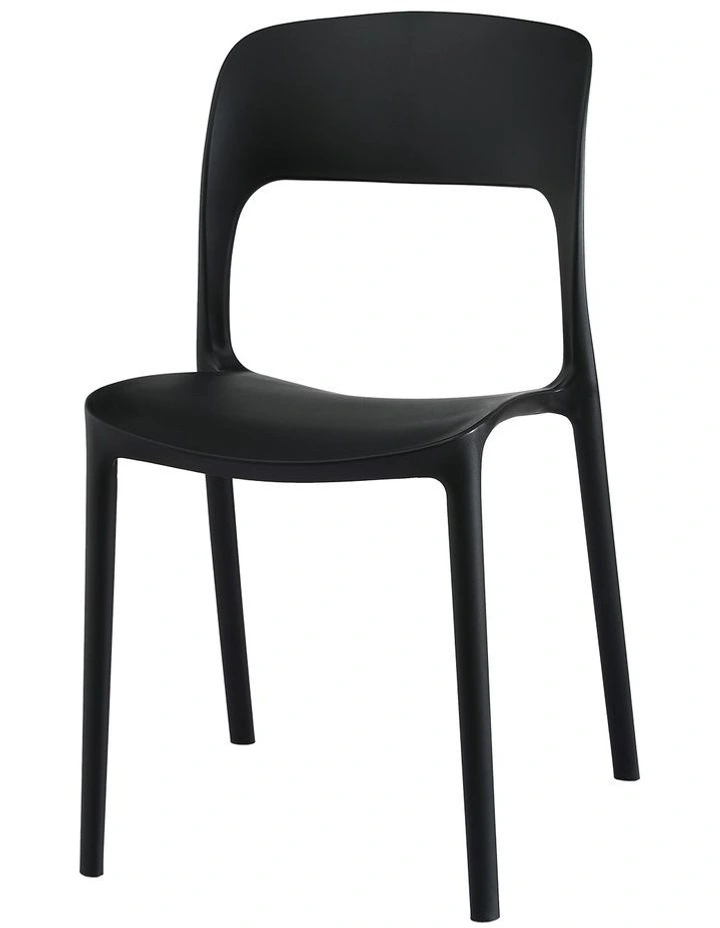 Stackable Outdoor Chairs 4 Pieces in Black image 2