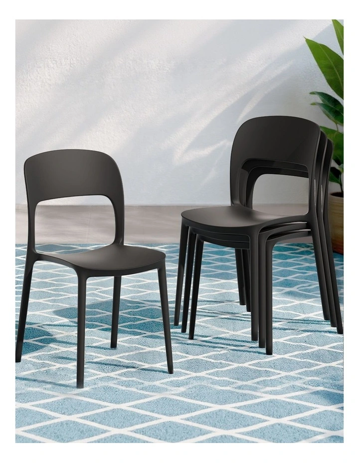 Stackable Outdoor Chairs 4 Pieces in Black image 3