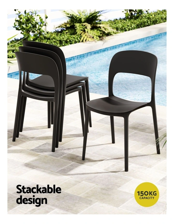 Stackable Outdoor Chairs 4 Pieces in Black image 6