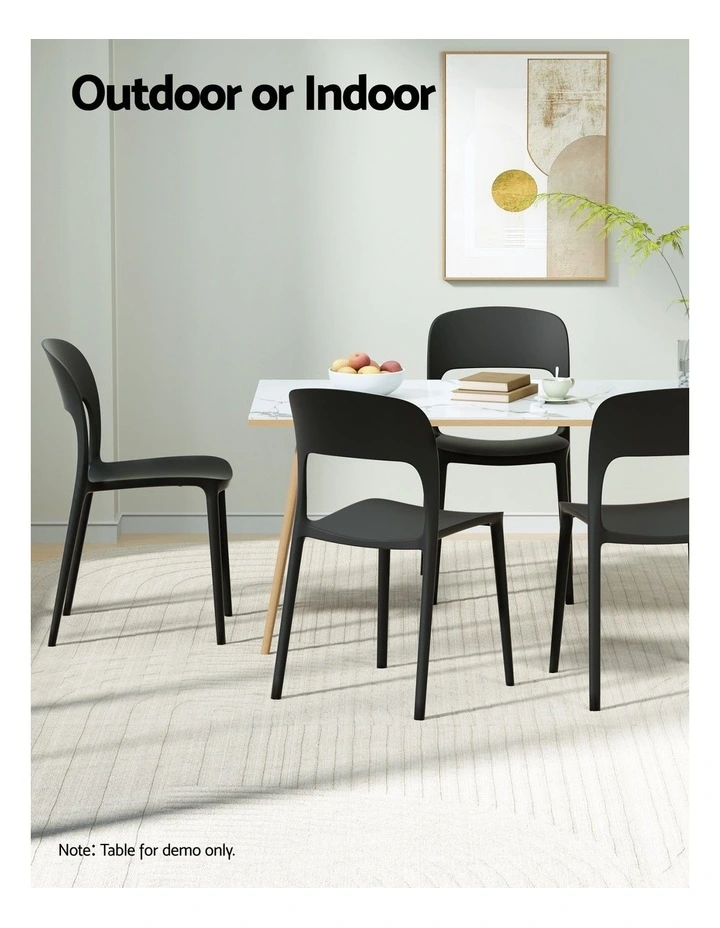 Stackable Outdoor Chairs 4 Pieces in Black image 7