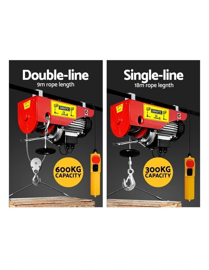 Electric Hoist Winch 300/600kg Cable 18M in Red image 5