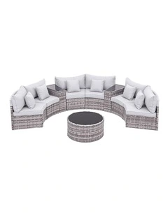 6 Seater Outdoor Sofa Set 9 Pieces in Grey