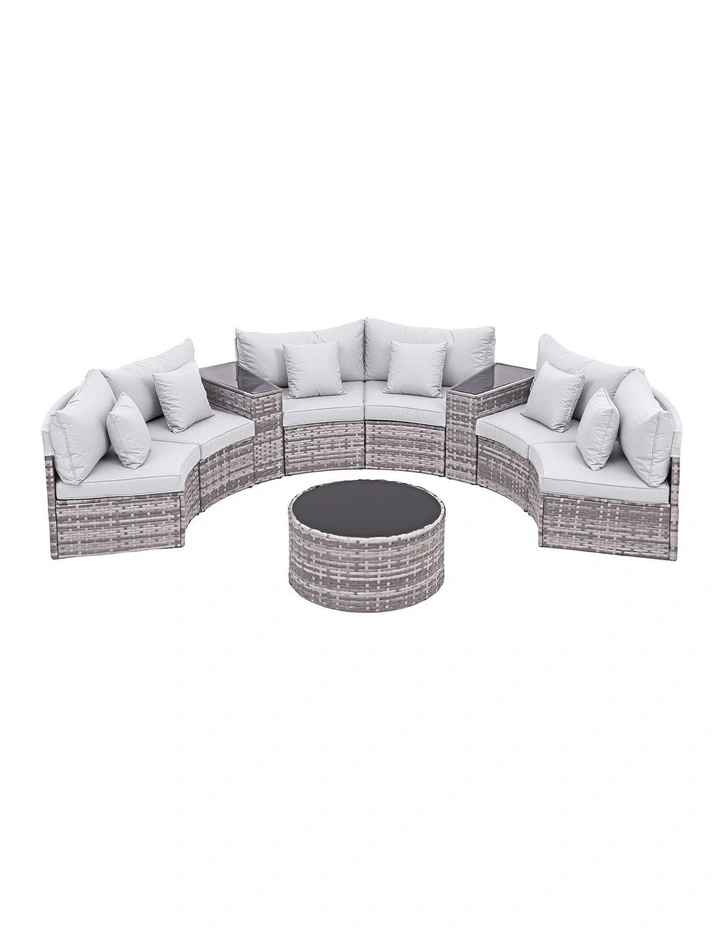 6 Seater Outdoor Sofa Set 9 Pieces in Grey image 1