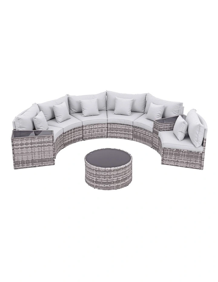 6 Seater Outdoor Sofa Set 9 Pieces in Grey image 2