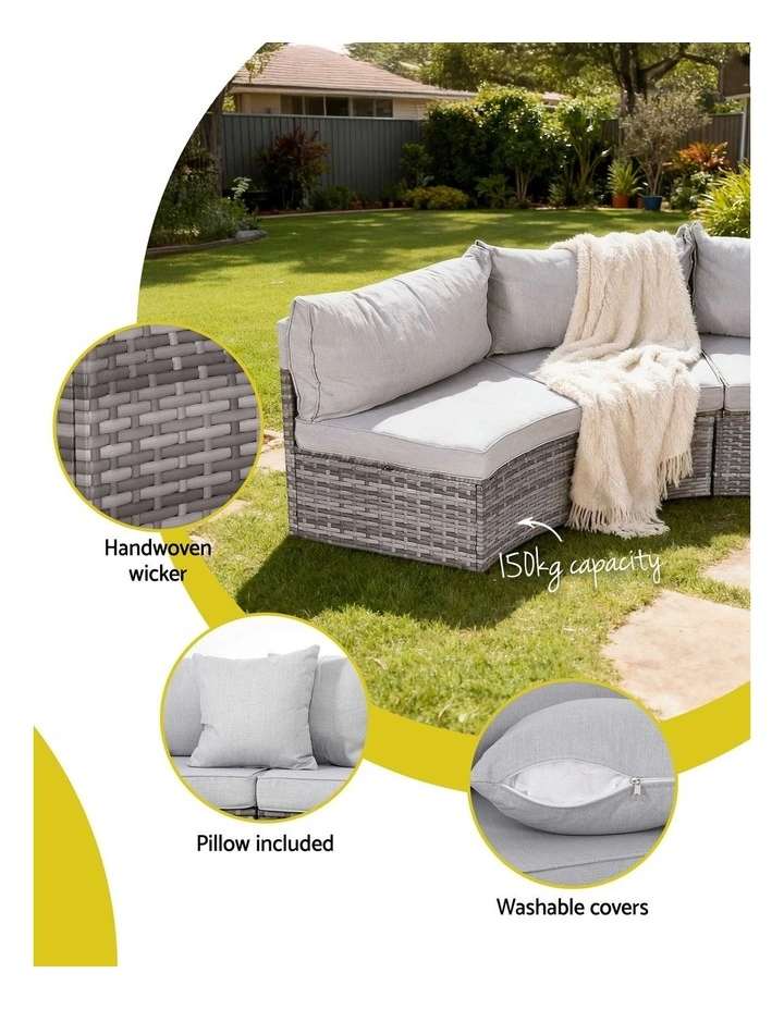 6 Seater Outdoor Sofa Set 9 Pieces in Grey image 6