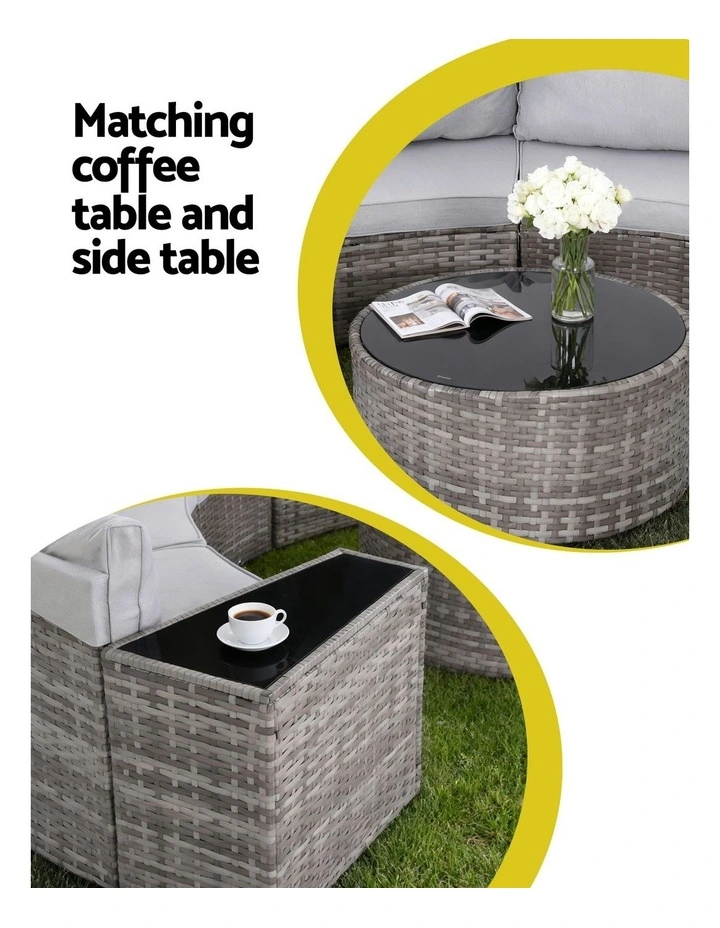 6 Seater Outdoor Sofa Set 9 Pieces in Grey image 7
