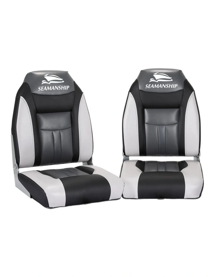 Folding Boat Seats 12cm 2x in Grey/Black image 1