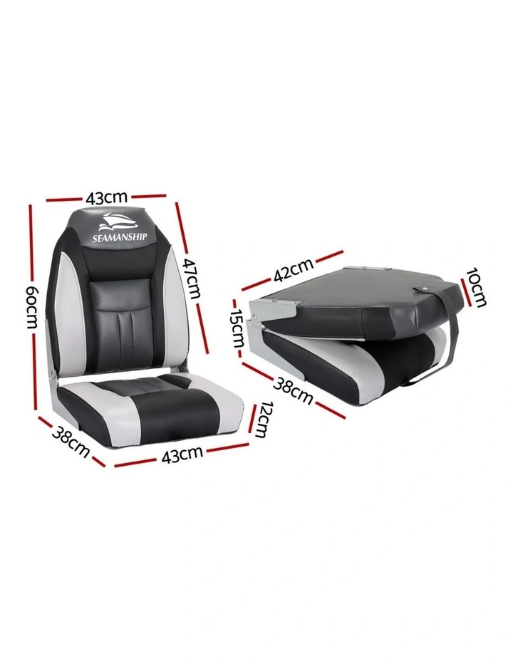 Folding Boat Seats 12cm 2x in Grey/Black image 2