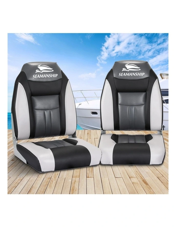 Folding Boat Seats 12cm 2x in Grey/Black image 3