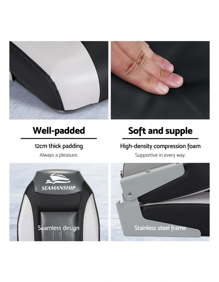 Folding Boat Seats 12cm 2x in Grey/Black image 6