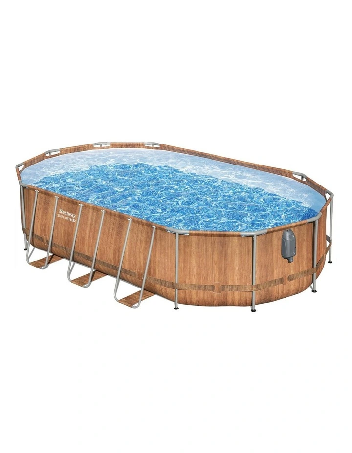 Steel Frame Swimming Pool And SPA Massage Set 6.1x3.66x1.22m in Brown image 1
