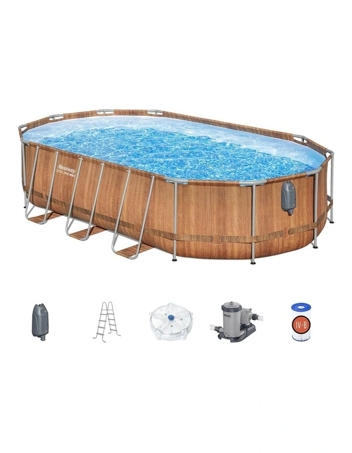 Steel Frame Swimming Pool And SPA Massage Set 6.1x3.66x1.22m in Brown image 2