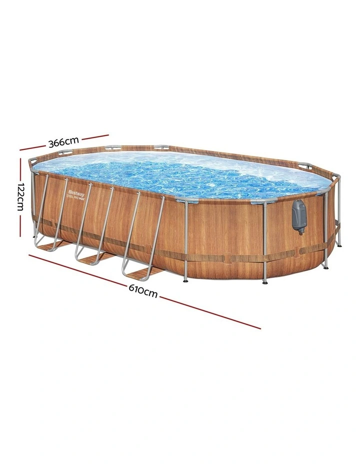 Steel Frame Swimming Pool And SPA Massage Set 6.1x3.66x1.22m in Brown image 4