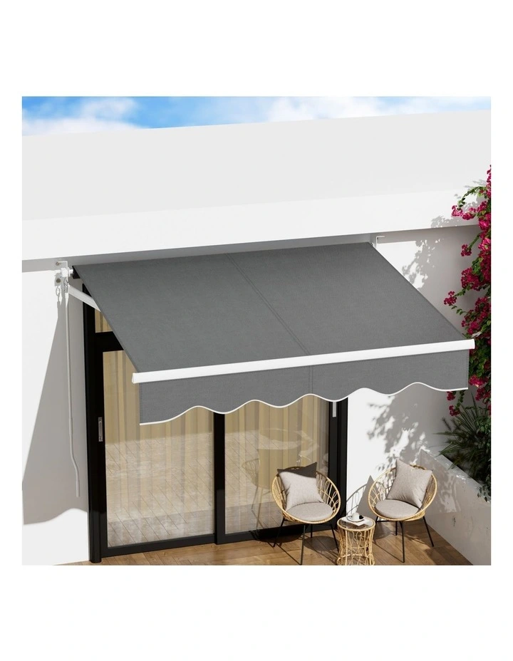 Folding Arm Awning Motorised Sunshade 2Mx1.5M in Grey/Green image 3