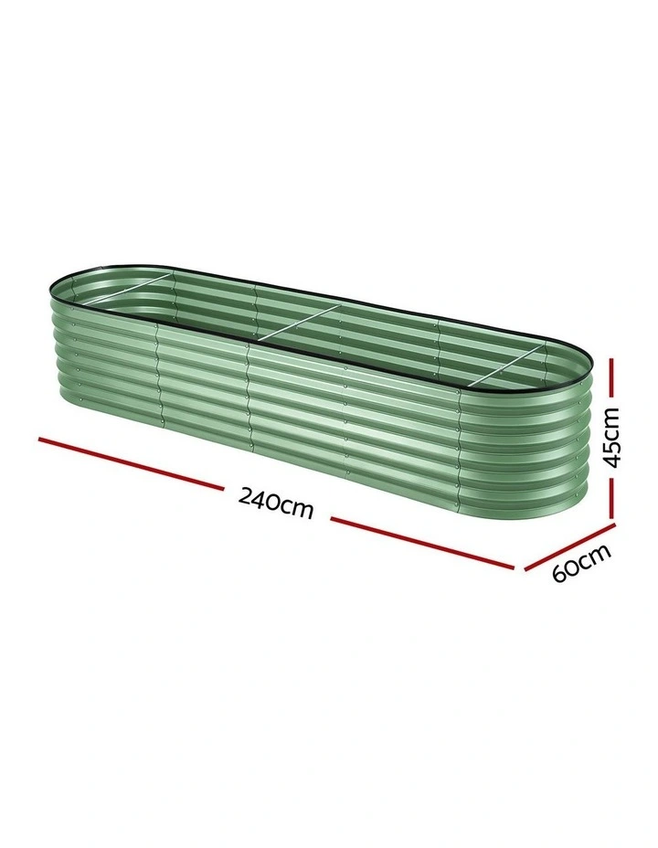 Oval Raised Garden Bed 240x60x45cm in Green image 3